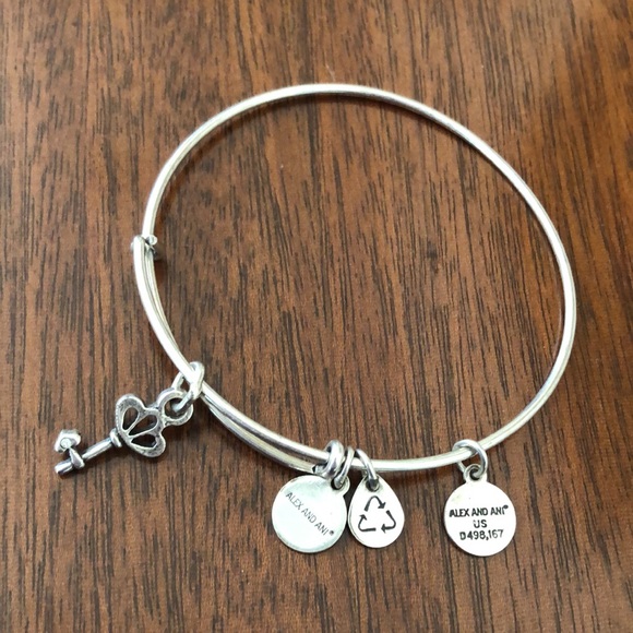 ALEX AND ANI SKELETON KEY CHARM BANGLE BRACELET - Picture 2 of 6